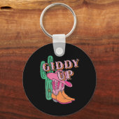 Porte-clés Western Texas Giddy Up Cowboy Boots Cactus (Recto)