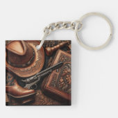 Porte-clés Western Trio : Casquette, Bottes, Revolver (Dos)