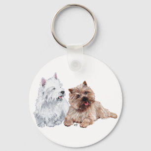 Porte-clés Westie avec un Cairn Terrier brun