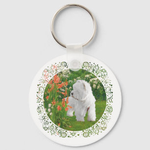 Porte-clés Westie dans le jardin