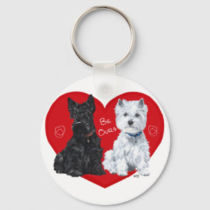 Porte-clés Westie et Scottie Valentine