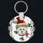 Porte-clés Westie Père Noël<br><div class="desc">Oh Si Mignonne ! West Highland White Terrier Père Noël Produits!</div>