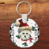 Porte-clés Westie Père Noël (Recto)
