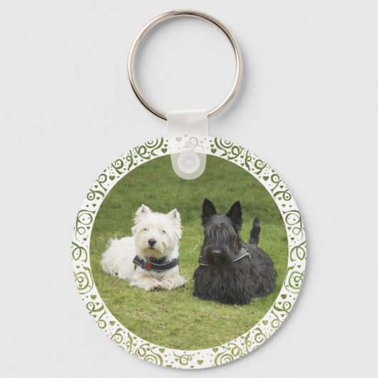 Porte-clés Westie & Scottie Gazon Vert (Recto)