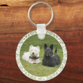 Porte-clés Westie & Scottie Gazon Vert (Recto)