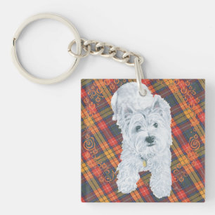 Porte-clés Westie sur Tartan