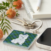 Porte-clés Westie sur Tartan (Devant Droit)