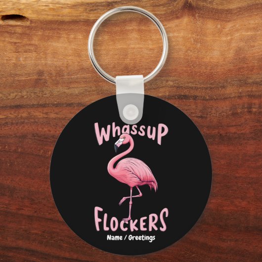 Porte-clés Whassup Flockers Flamant rose Conception d'un flam (Recto)
