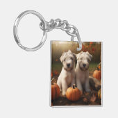Porte-clés Wheaten Terrier chiot Automne Citrouille délice (Devant gauche)