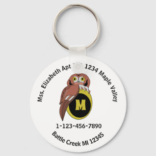 Porte-clés Whimiscal Owl Monogram Coordonnées Porte - clé