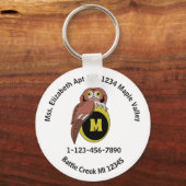 Porte-clés Whimiscal Owl Monogram Coordonnées Porte - clé (Recto)