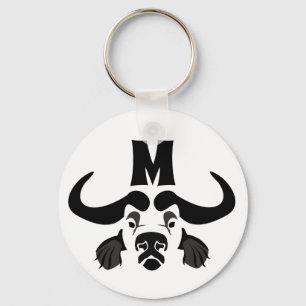 Porte-clés Whimsical Cape Buffalo, en encre noire