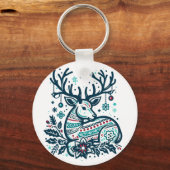 Porte-clés Whimsical Christmas Deer Vector Clipart - Festive (Recto)