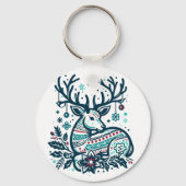 Porte-clés Whimsical Christmas Deer Vector Clipart - Festive (Verso)
