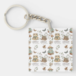 Porte-clés Whimsical "Compost Your Expectations" Frog & Cat P