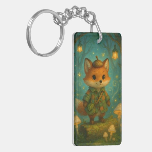 Porte-clés Whimsical Fox Explorer Art (Devant gauche)