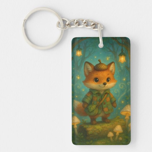 Porte-clés Whimsical Fox Explorer Art (Devant)