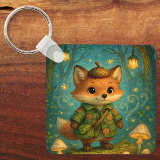 Porte-clés Whimsical Fox Explorer Art (Recto)