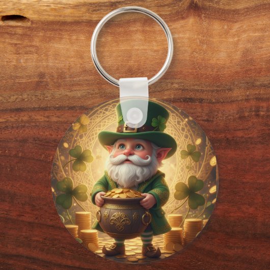 Porte-clés Whimsical Leprechaun Pot of Gold Keychain (Verso)