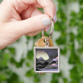 Porte-clés Whimsical Moon and Mountains Abstract Art (main)