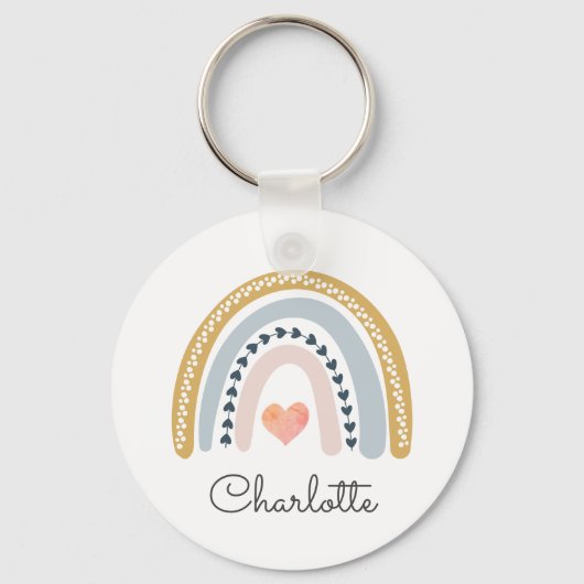 Porte-clés Whimsical Personnalisé Boho Rainbow (Recto)