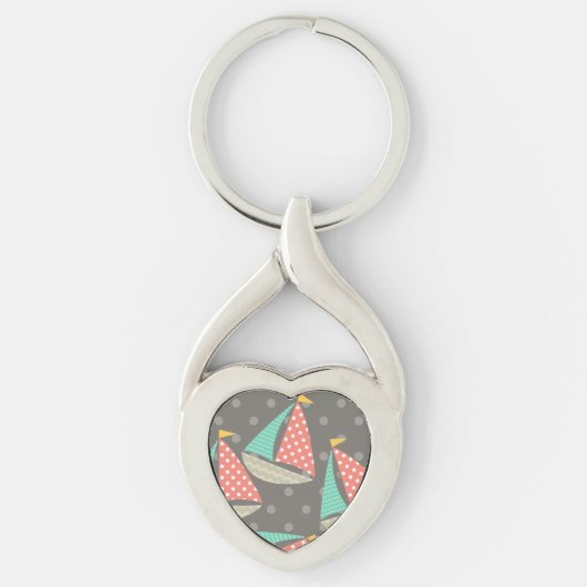 Porte-clés Whimsical Sailboats Porte - clé métallique (Devant)