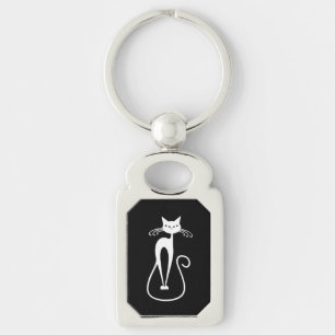 Porte-clés Whimsical Skinny Chat blanc