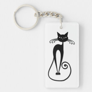 Porte-clés Whimsical Skinny Chat noir