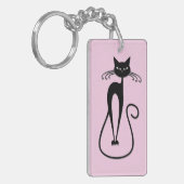Porte-clés Whimsical Skinny Chat noir rose (Devant gauche)