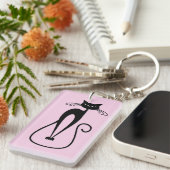 Porte-clés Whimsical Skinny Chat noir rose (Devant droit)