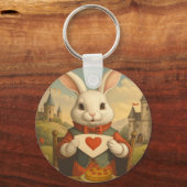 Porte-clés Whimsical White Rabbit Hearts Enchanted Wonderland (Recto)