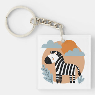 Porte-clés Whimsical Zebra Scandinave Influencée