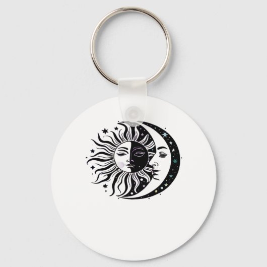 Porte-clés Whimsigoth Aquarelle Sun Moon Witchy Classic (Recto)