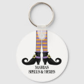 Porte-clés Whimsy Witch Shoes with Purple & Orange Stripe (Recto)