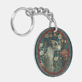 Porte-clés Whippet Brindle and White William Morris Floral (Devant gauche)