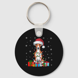 Porte-clés Whippet Chien laides Noël illumine Santa Hat Whipp