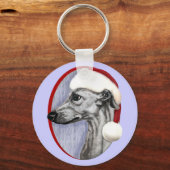 Porte-clés Whippet Christmas Black Père Noël (Recto)