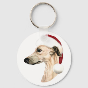 Porte-clés Whippet Christmas Fawn Père Noël