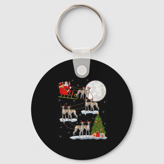 Porte-clés Whippet Dog Santa Sleigh Flying Funny Magical Chri (Recto)