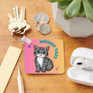 Porte-clés Whisker Tales Cute Grey Cat Porte - clé