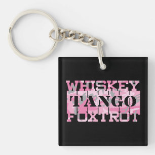 Porte-clés Whiskey Tango Foxtrot camouflage rose militaire