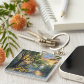 Porte-clés Whisperpering Woods à Dawn Nature Artwork Magnet (Devant Droit)