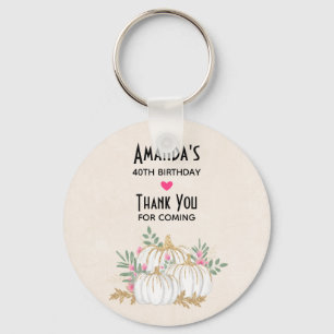 Porte-clés White and Gold Pumpkins Watercolor Birtyhday Favor