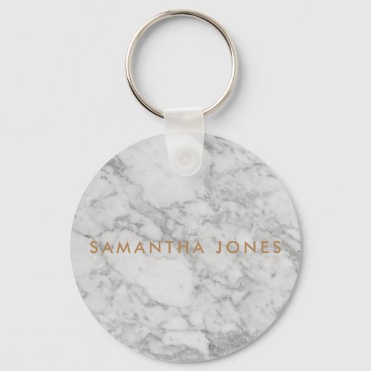 Porte-clés White Carrara Marble Gold Classic Personalised (Recto)