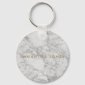 Porte-clés White Carrara Marble Gold Classic Personalised (Verso)