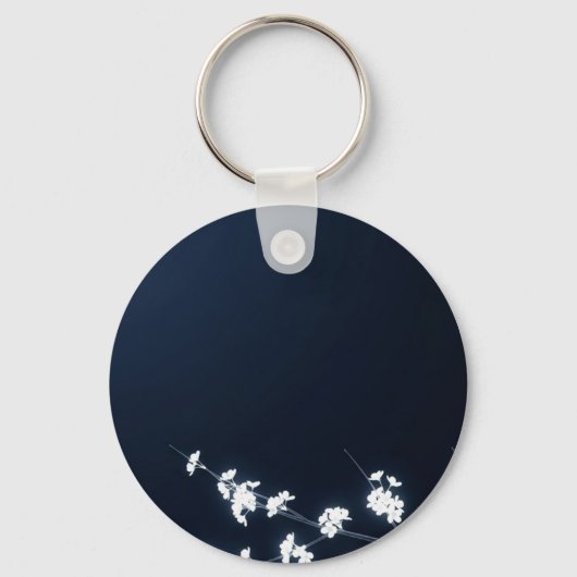 Porte-clés White Cherry Blossom Navy Background (Verso)
