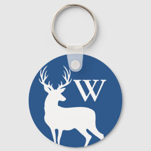 Porte-clés White Deer Buck Silhouette White Lettre initiale