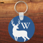 Porte-clés White Deer Buck Silhouette White Lettre initiale (Recto)