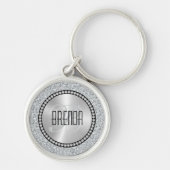 Porte-clés White Diamonds Pattern Monogram Keychain (Devant)