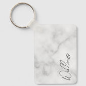 Porte-clés White Marble Modern Script Personalized Name Keych (Recto)